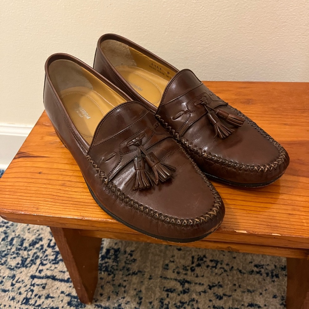 NORDSTROM Brown Leather Tassel Loafers Handcrafted Italy Men’s Size 8